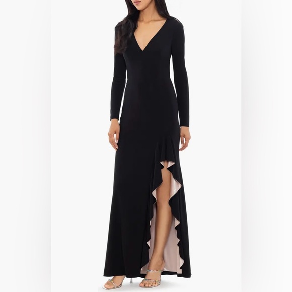 Xscape Evenings V-Neck Long Sleeve Gown - Picture 3 of 10